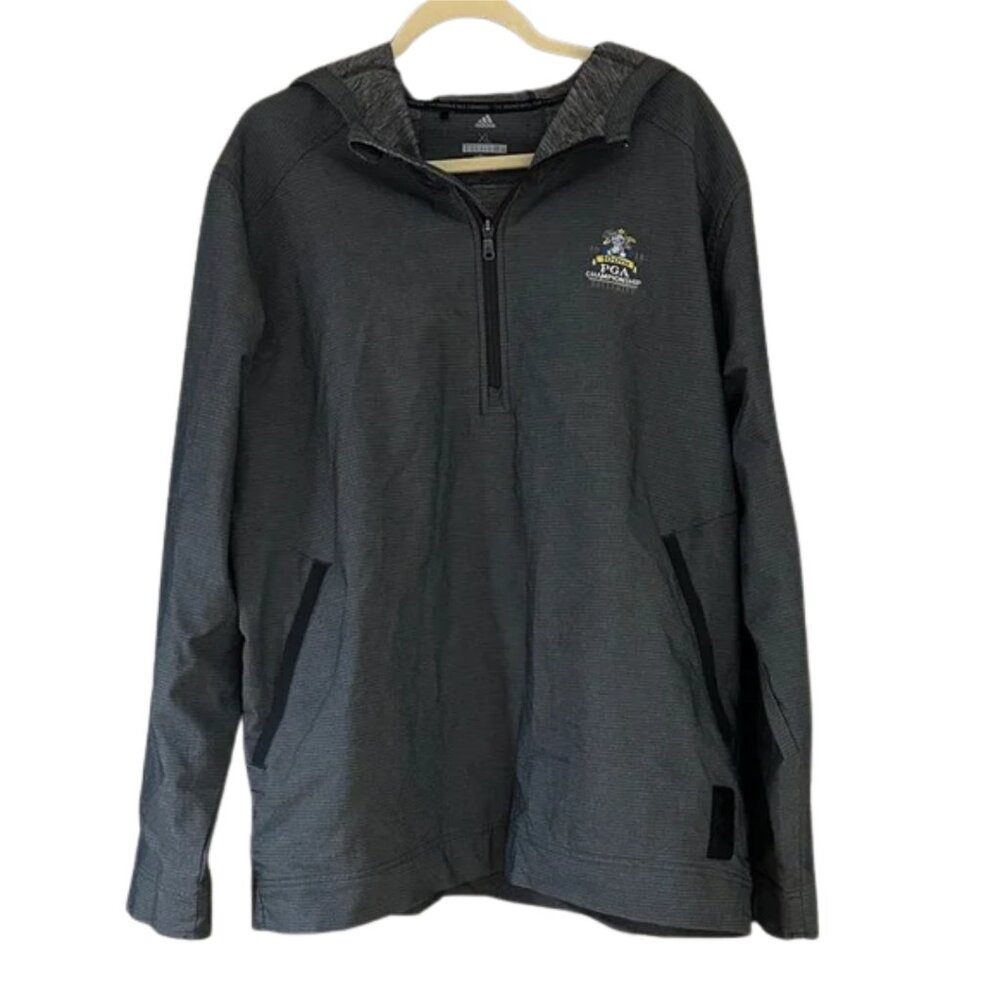 adidas PGA Championship 100th Bellerive Half-Zip Hooded Pullover Gray